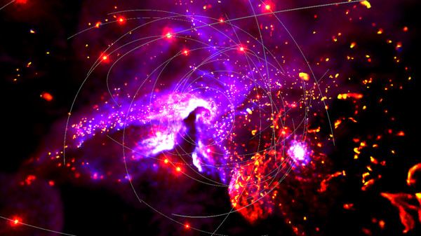 VR exploration near the Milky Way’s Galactic Center showing hot gas, density and stellar orbits